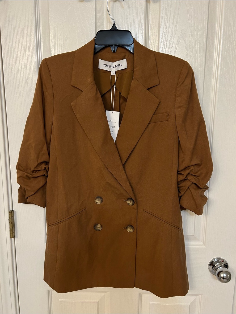 Veronica Beard Rupert Double-Breasted Blazer in Whiskey Size 6 - Picture 8 of 16